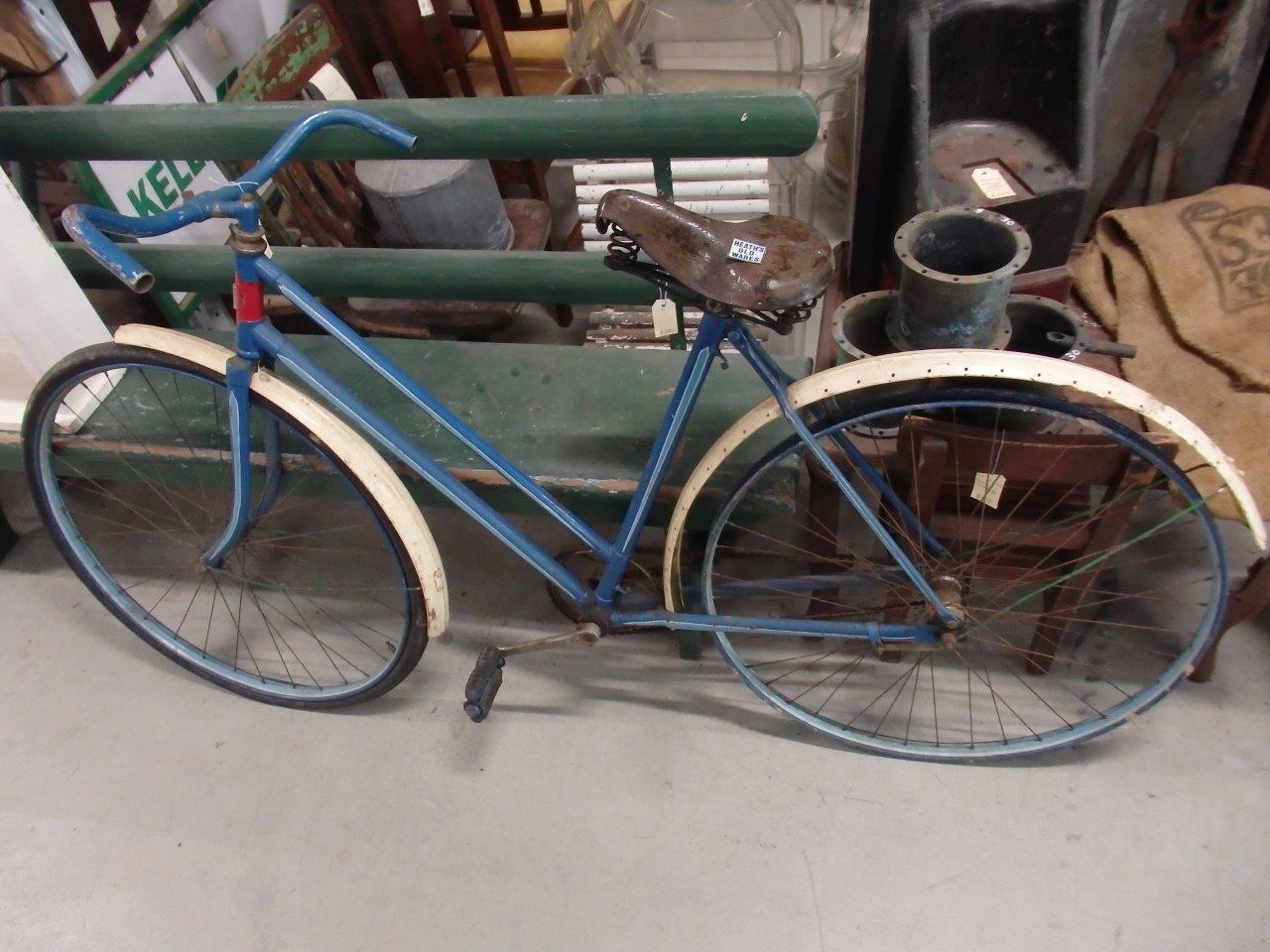 Vintage push bike for sale at Heath's Old Wares , Collectables and Industrial Antiques 19-21 Broadway Burringbar, Open 7 Days Ph 0266771181